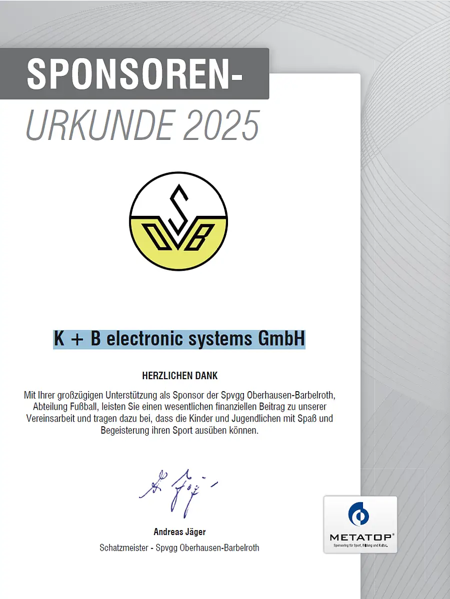 K + B electronic systems GmbH Sponsoring 
